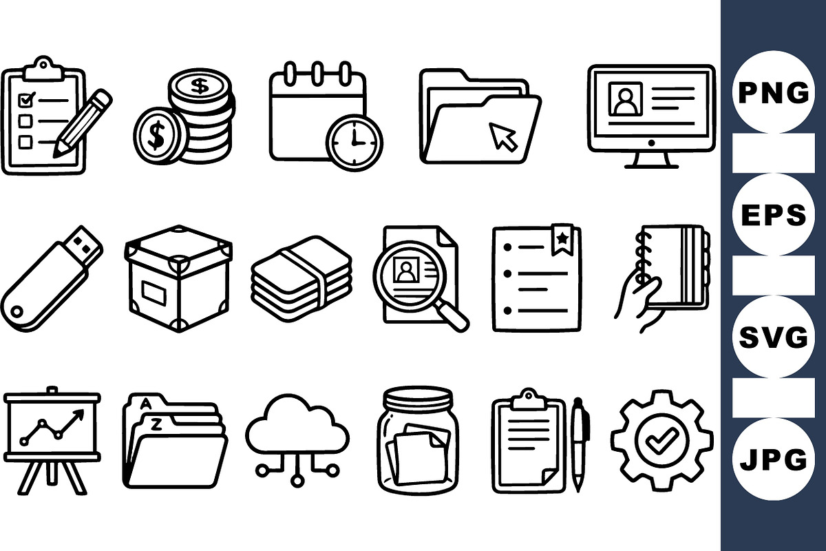 Business Office Icon Pack, an Illustration by designvectx (Photo 1 of 3)