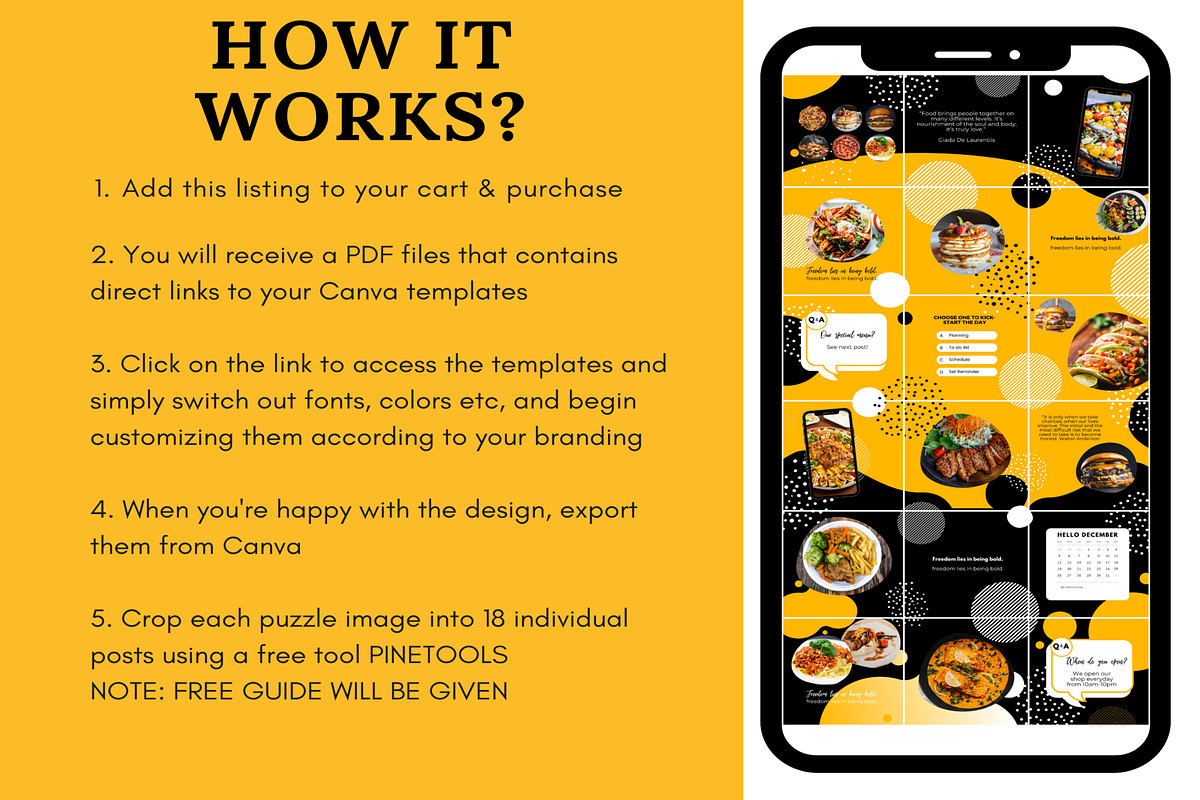 Food Instagram Puzzle Grid Template, a Social Media Template by LushBury (Photo 5 of 5)