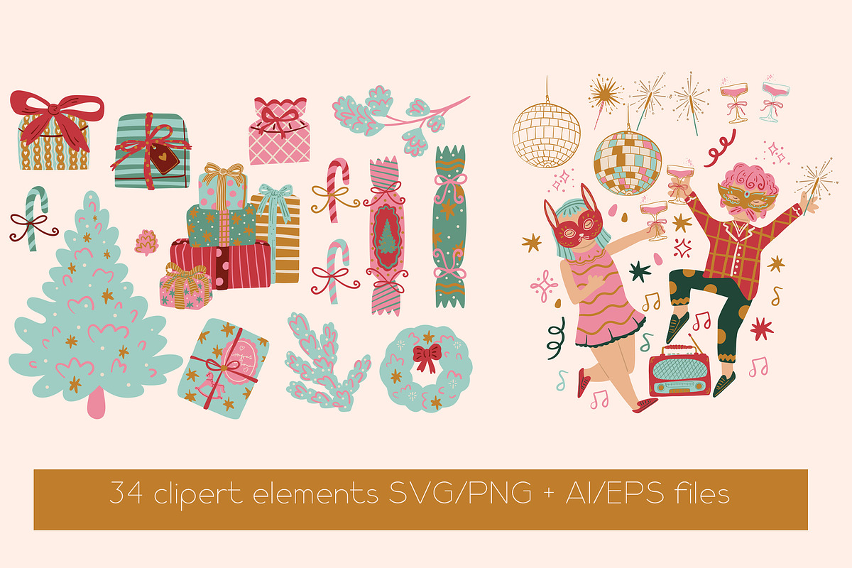 Christmas Party, a Seasonal Illustration by Carpet Tapete Pretzel (Photo 2 of 18)