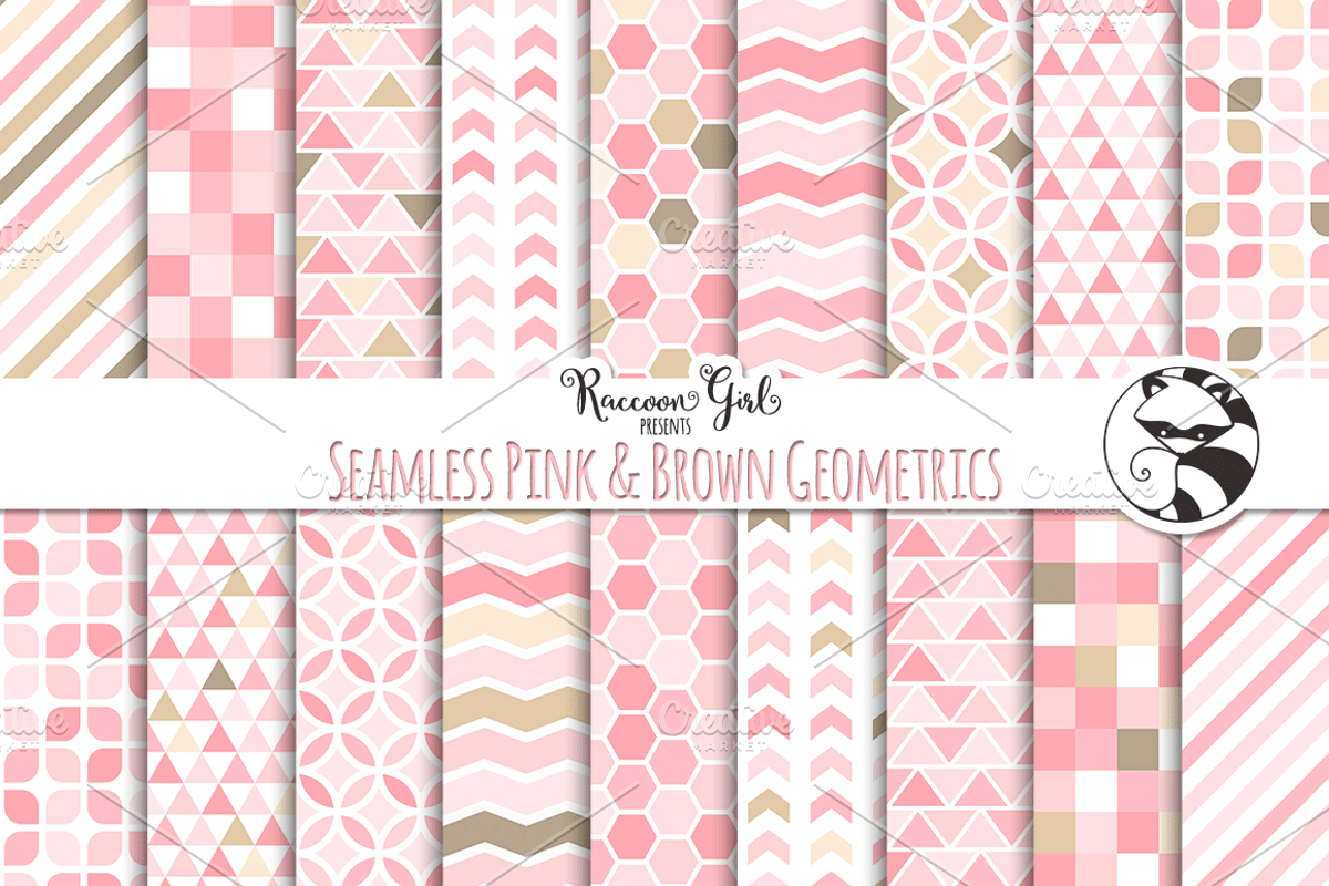 Seamless Pink & Brown Geometrics
