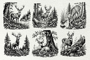 Woodland Deer Engraving Graphics, an Animal Illustration by DENIDigitalArtSudio (Thumbnail 5 of 7)