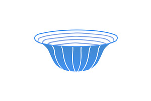 Blue striped empty bowl illustration, an Object Illustration by KitVector