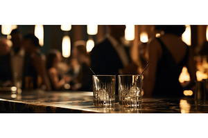 Two Crystal Whiskey Glasses on, a Food & Drink Photo by piter.goskov