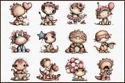 Cute Watercolor Dinosaur Clipart, an Illustration by Sublimation Artist (Thumbnail 3 of 6)