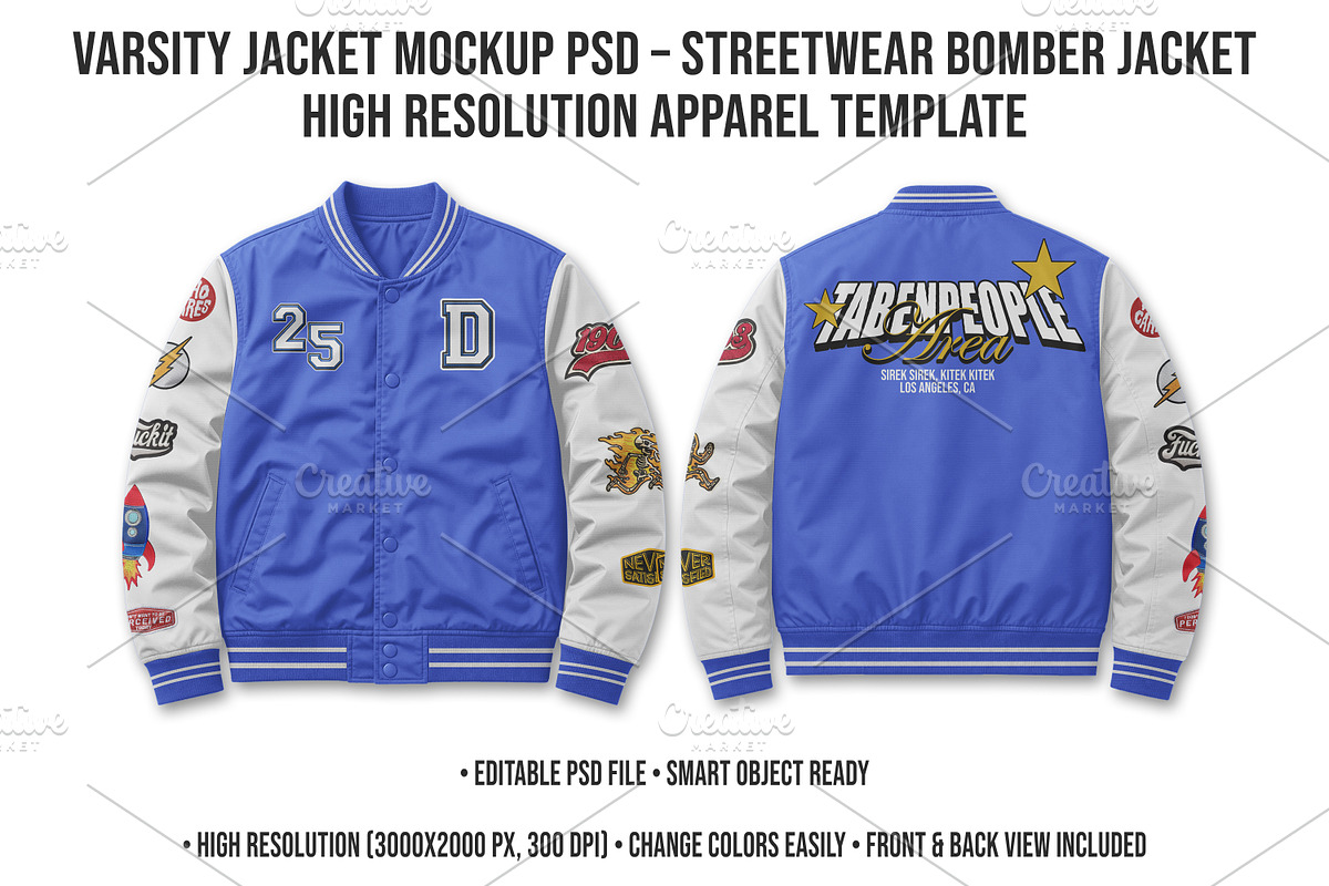Varsity Jacket Mockup PSD Editable, a Hoody Mockup by std.badboy (Photo 1 of 4)