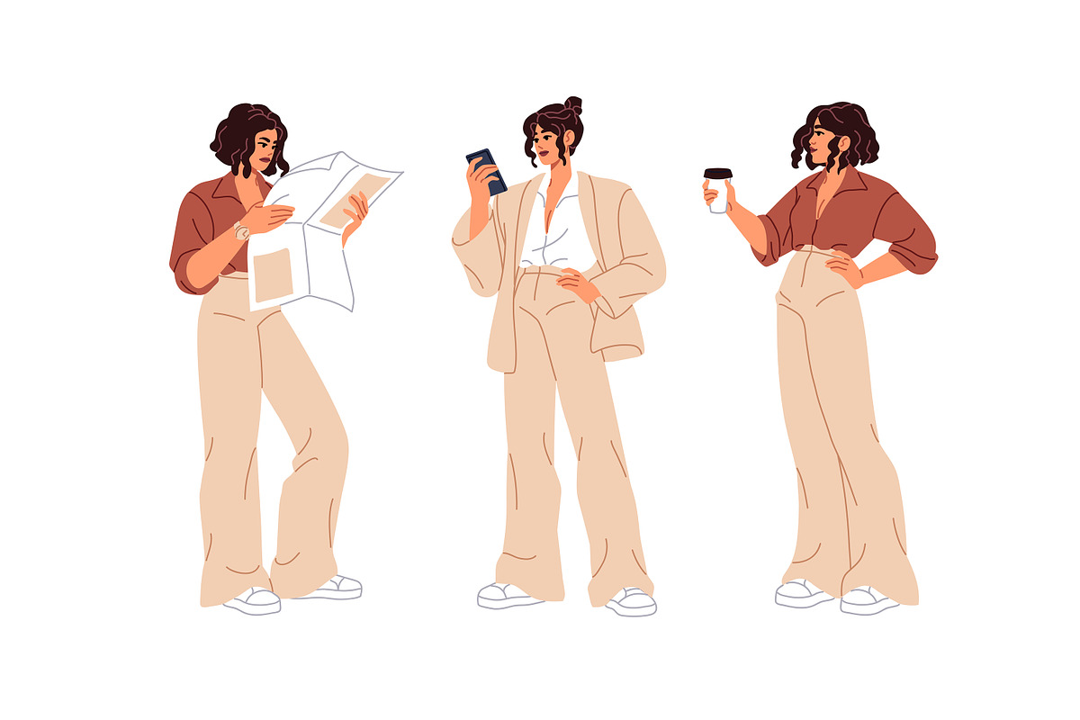 Business woman in various poses set, a Person Illustration by PaperTrident (Photo 5 of 7)