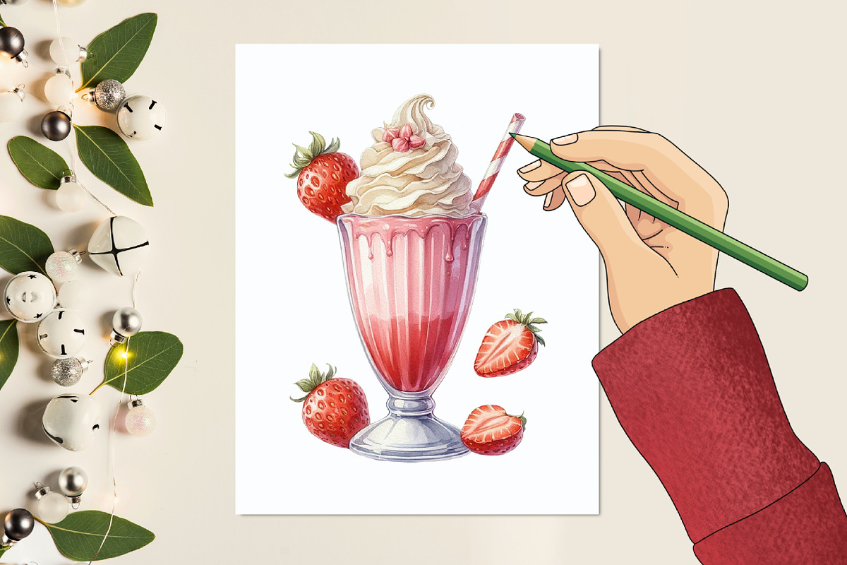 Watercolor Strawberry Desserts Clip, a Graphic by designcity5 (Photo 4 of 5)