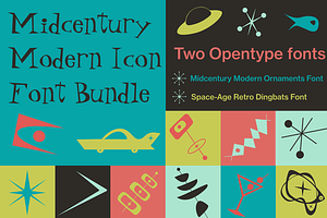 Midcentury Modern Icon Font Bundle