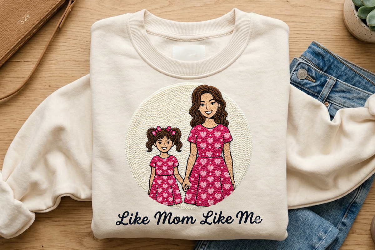 Embroidery Mother Daughter PNG Desig, an Illustration by CrexoraLab (Photo 3 of 4)