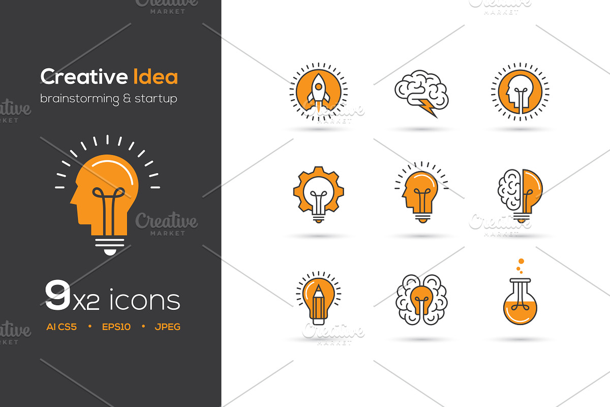 Creative idea vector icons set, an Outline Icon by MaryArt (Photo 1 of 5)