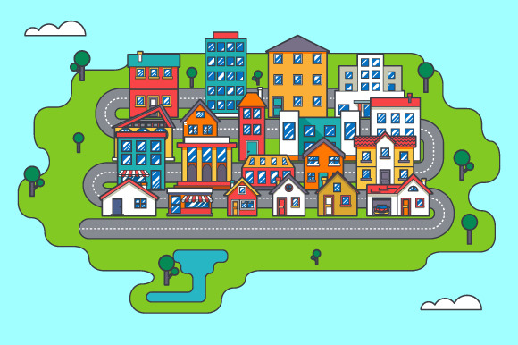 Real Estate City Building Icons Set
