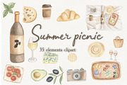 PICNIC watercolor food set, a Decorative Illustration by ViolettaKh (Thumbnail 1 of 8)