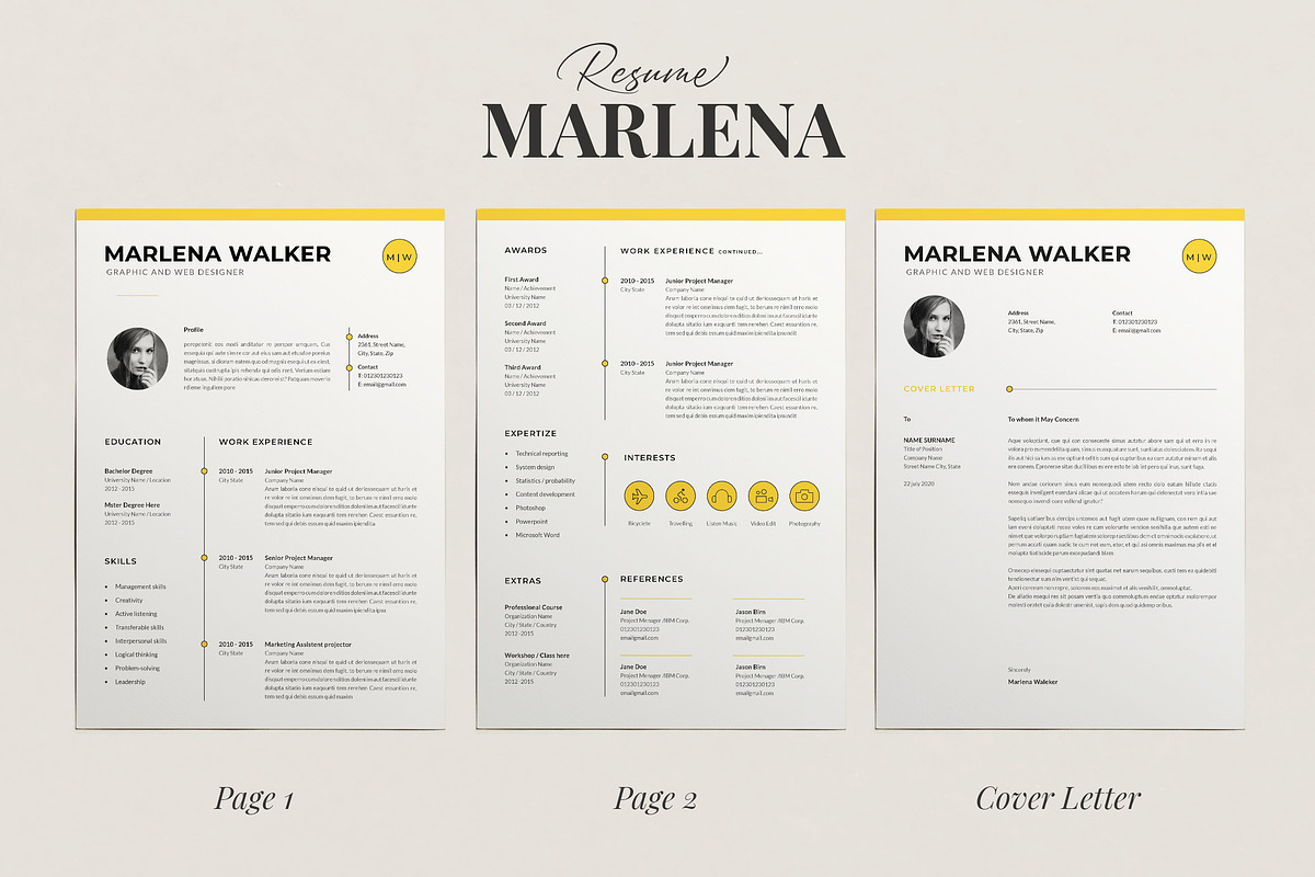 Resume Template Marlena, a Resume Template by Estartshop (Photo 6 of 7)