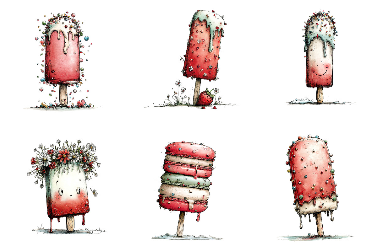 Whimsical Summer Ice Cream Clipart, an Illustration by CreationArt (Photo 5 of 6)