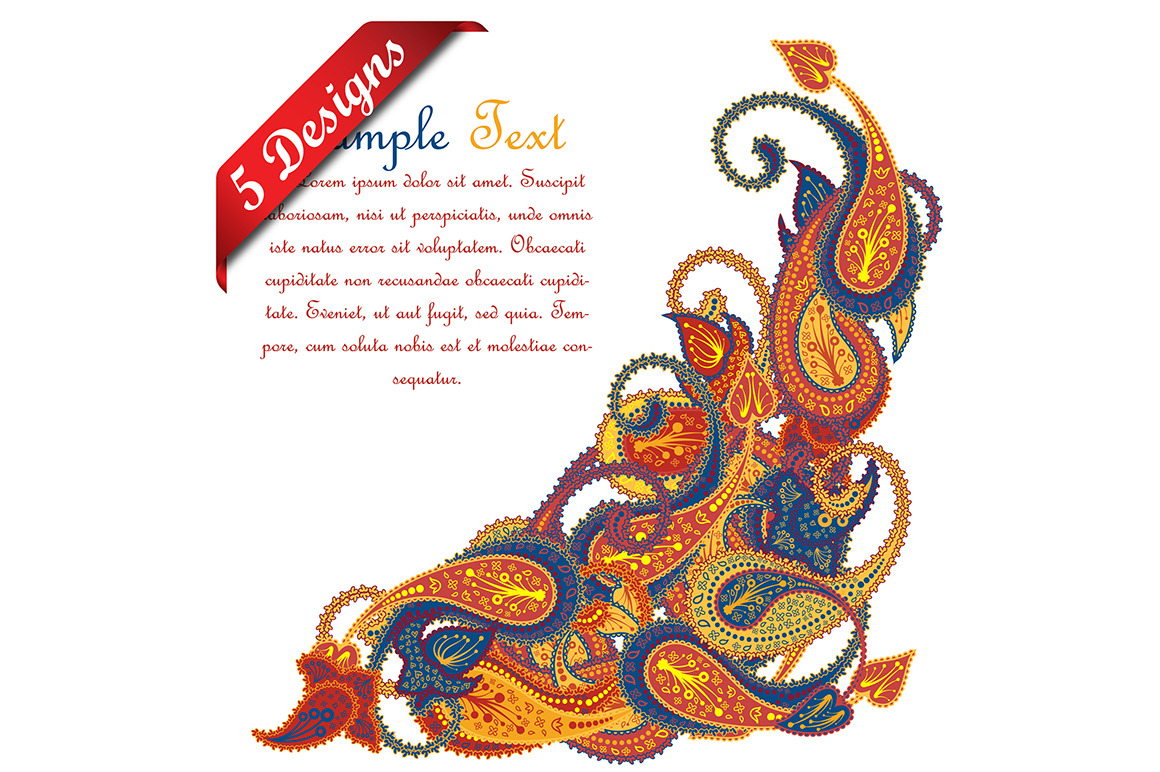 5 Paisley Pattern Ornate Frame, an Illustration by Pavel Vectors