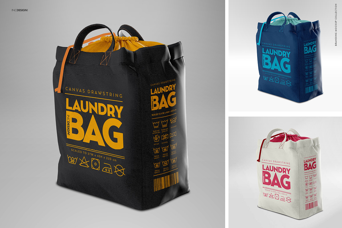 Canvas Laundry Bag Mockup, a Packaging Mockup by INCDesign (Photo 6 of 9)