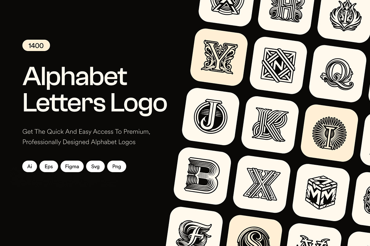 1400 Alphabet Letters Logo, a Solid Icon by Creative Stall (Photo 1 of 34)