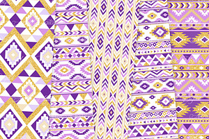 Purple & Gold Boho Seamless Pattern