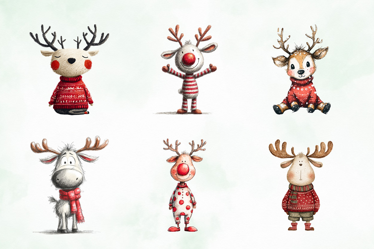 Quirky Funny Christmas Reindeer PNG, an Illustration by Creative Art (Photo 8 of 14)