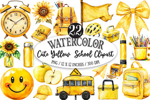 Journal Cute Yellow School Clipart, a Seasonal Illustration by Designking