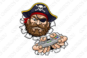 Pirate Gamer Video Game Controller, an Object Illustration by Christos Georghiou