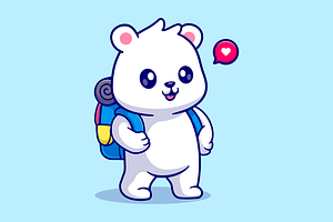 Cute Polar Bear Traveling With Bag, an Animal Illustration by Catalyst Labs