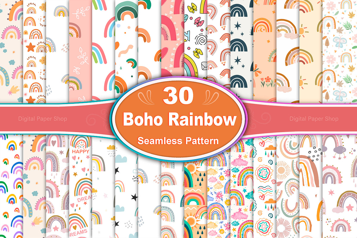 Boho Rainbow Seamless Pattern, a Pattern Graphic by Digital Studio (Photo 1 of 6)