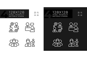 Teamwork pixel perfect linear icons, an Outline Icon by IMG Visuals
