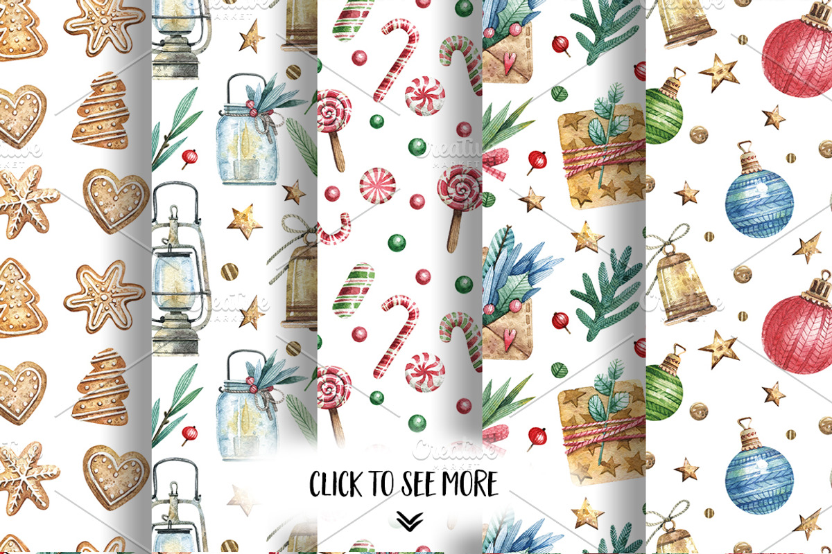 Big Christmas Set, a Decorative Illustration by Watercolor by Tonia Tkach (Photo 4 of 8)
