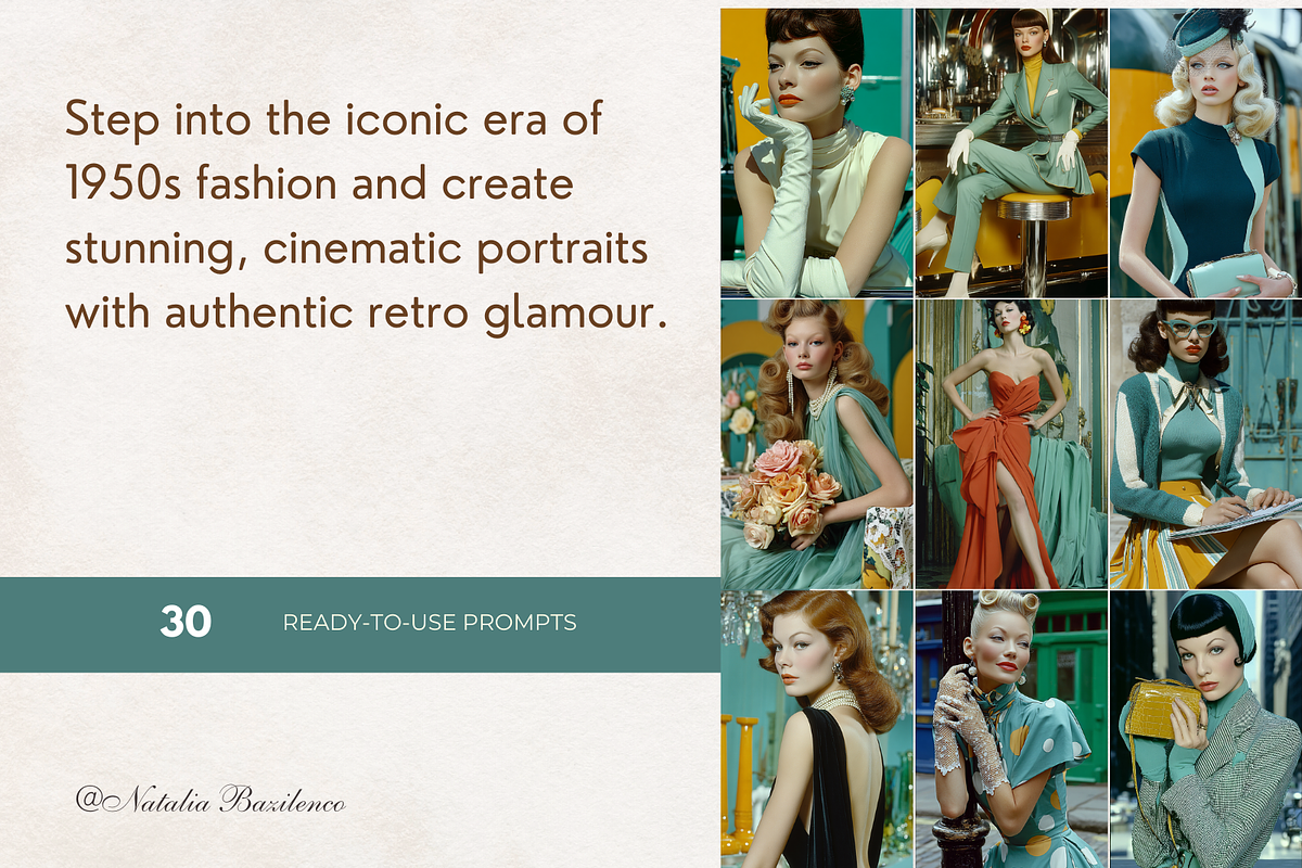 1950s Elegance Fashion Models Prompt, a Person Illustration by Print Haven Mochi Vintage (Photo 2 of 4)