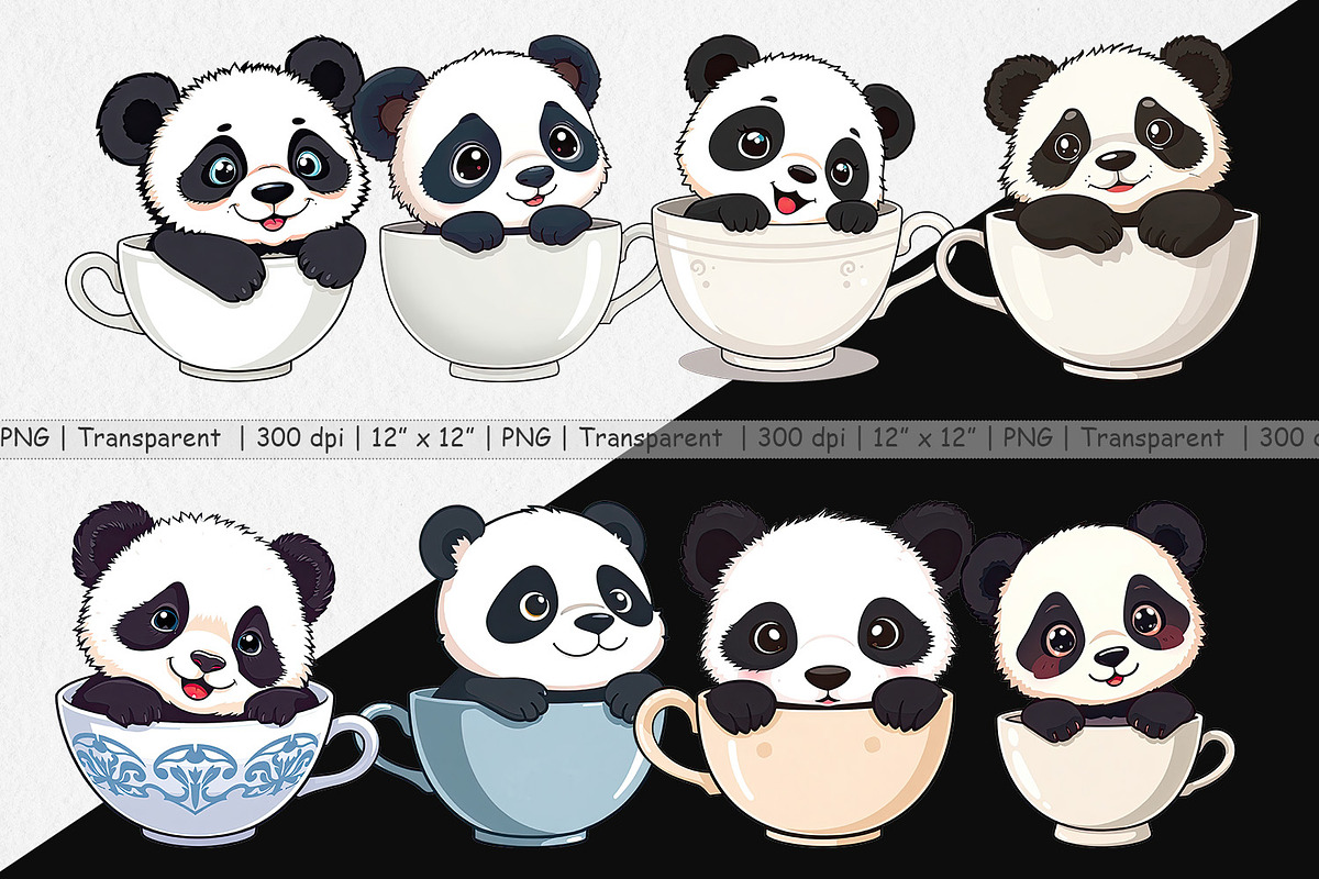 Teacup Panda Clipart, a Graphic by Artnoy (Photo 2 of 5)