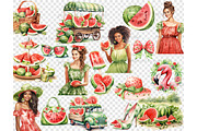 Watermelon Clipart | Summer Girl PNG, a Food Illustration by GlamArtZhanna (Thumbnail 5 of 6)