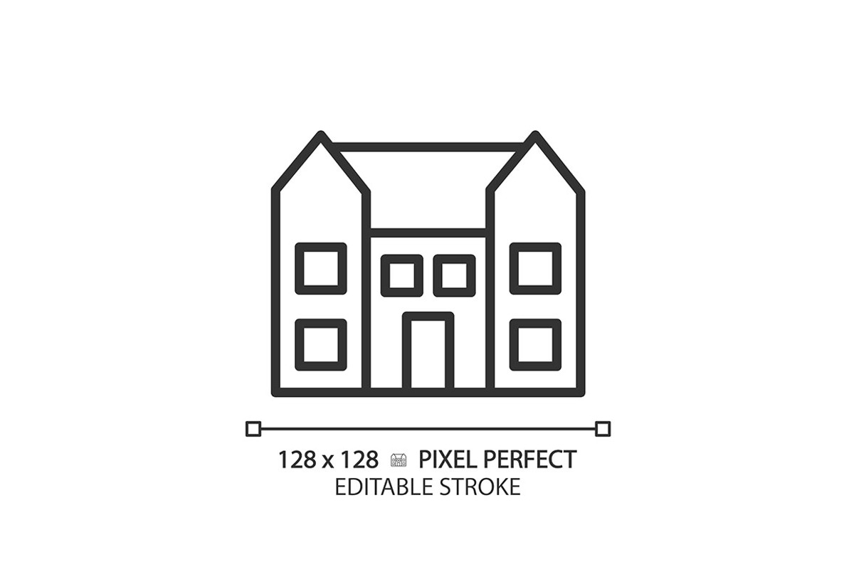 Mansion pixel perfect linear icon, an Icon by IMG Visuals