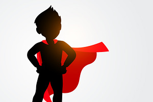 Silhouette Of Child As Superhero, a Person Illustration by Black White Mouse Design