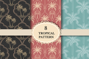 Palm Tree Tropical Seamless Patterns