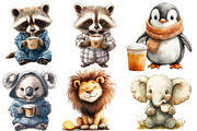 Animals Love Coffee Clipart, an Animal Illustration by Designworld (Thumbnail 2 of 5)