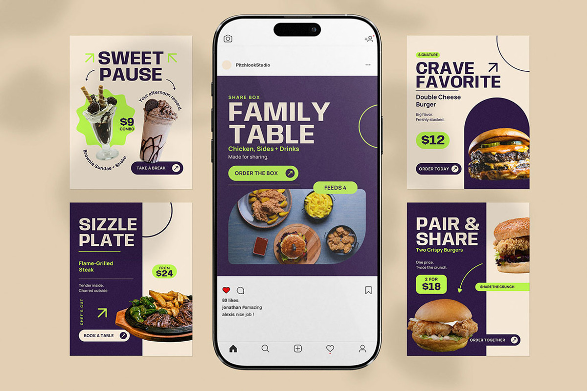 Food Promotion Instagram Post Pack, a Social Media Template by Pitchlook.Studio (Photo 3 of 3)