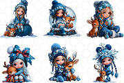 Winter Girl And Reindeer Clipart, an Illustration by Black Bird Studio (Thumbnail 4 of 6)