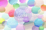 Watercolor Circles Paint Strokes, an Object Illustration by ClipartBrat Graphics (Thumbnail 1 of 5)