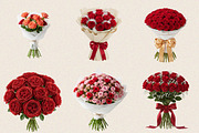 Valentine Rose Bouquets Clipart Bund, an Illustration by SVGArt (Thumbnail 7 of 8)