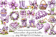 Spring Purple Gingham Clipart Bundle, an Illustration by Designking (Thumbnail 1 of 5)