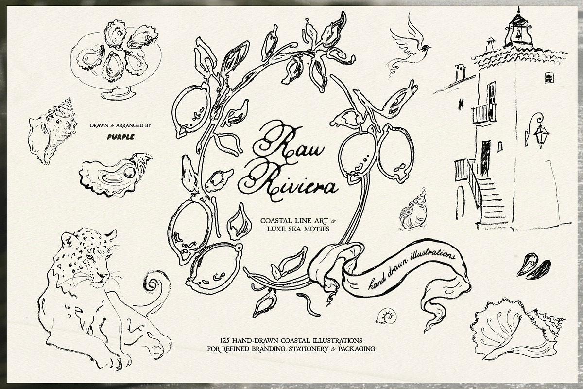 Raw Riviera: Coastal Line Art, an Object Illustration by Purple (Photo 1 of 16)