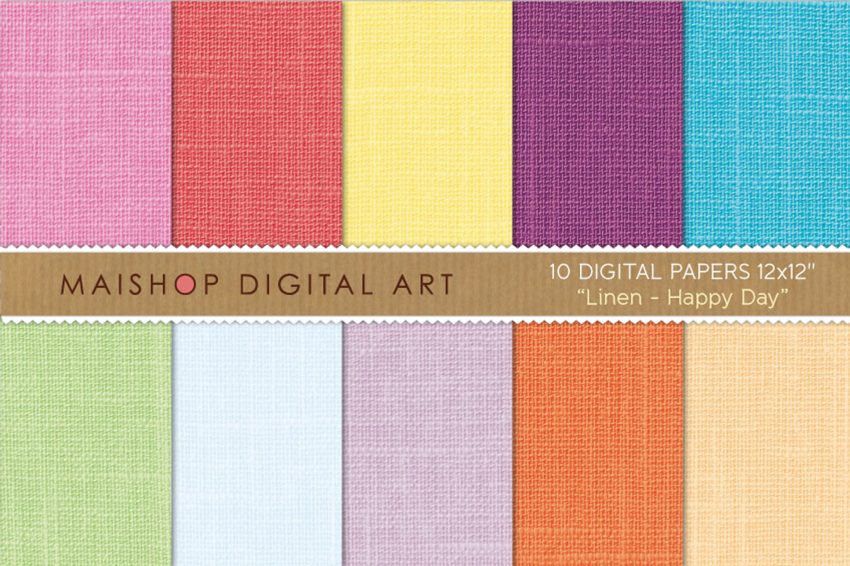 Digital Paper Linen Happy Day
