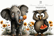 Summer Animals Whimsical Clipart, an Animal Illustration by Designking (Thumbnail 1 of 5)