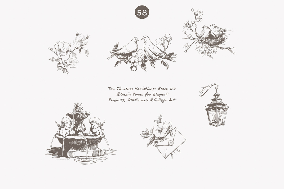 vintage clipart french chateau set, a Decorative Illustration by Patishop Art (Photo 8 of 10)