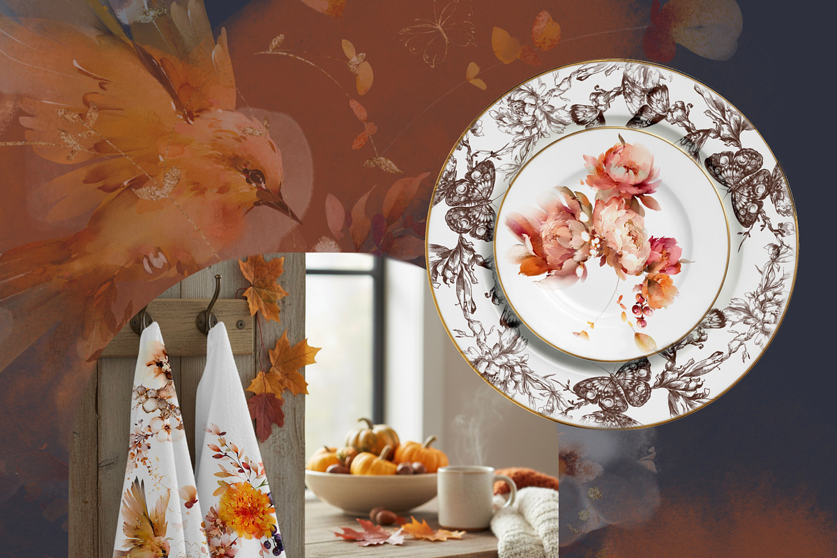 Watercolor autumn flowers bundle art, a Decorative Illustration by Edith’s World (Photo 5 of 9)