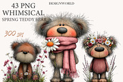 Whimsical spring teddy bear clipart, an Illustration by Designworld (Thumbnail 1 of 10)