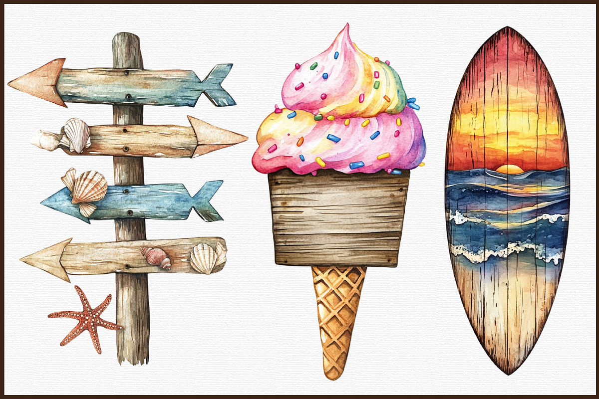 Summer Day Wooden Sign Clipart, an Illustration by Sublimation Artist (Photo 3 of 6)
