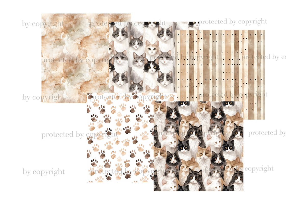 Cat Lover Digital Paper Pet Pattern, a Pattern Graphic by GlamArtZhanna (Photo 4 of 4)