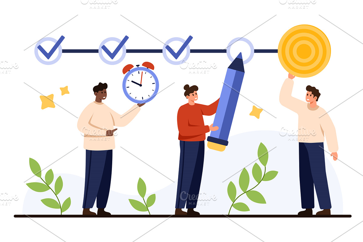 Teamwork Achieving Milestones and, a Finance Illustration by Flashvector